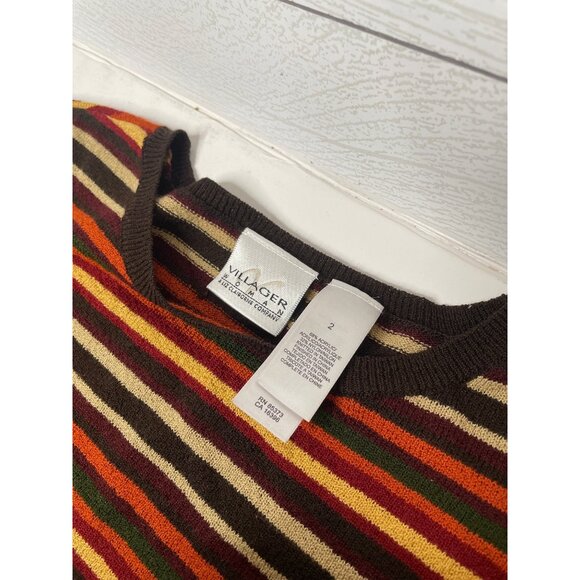 Villager Liz Claiborne Short Sleeve Sweater Striped Banded Plus Size Women 2 XL - Picture 5 of 5